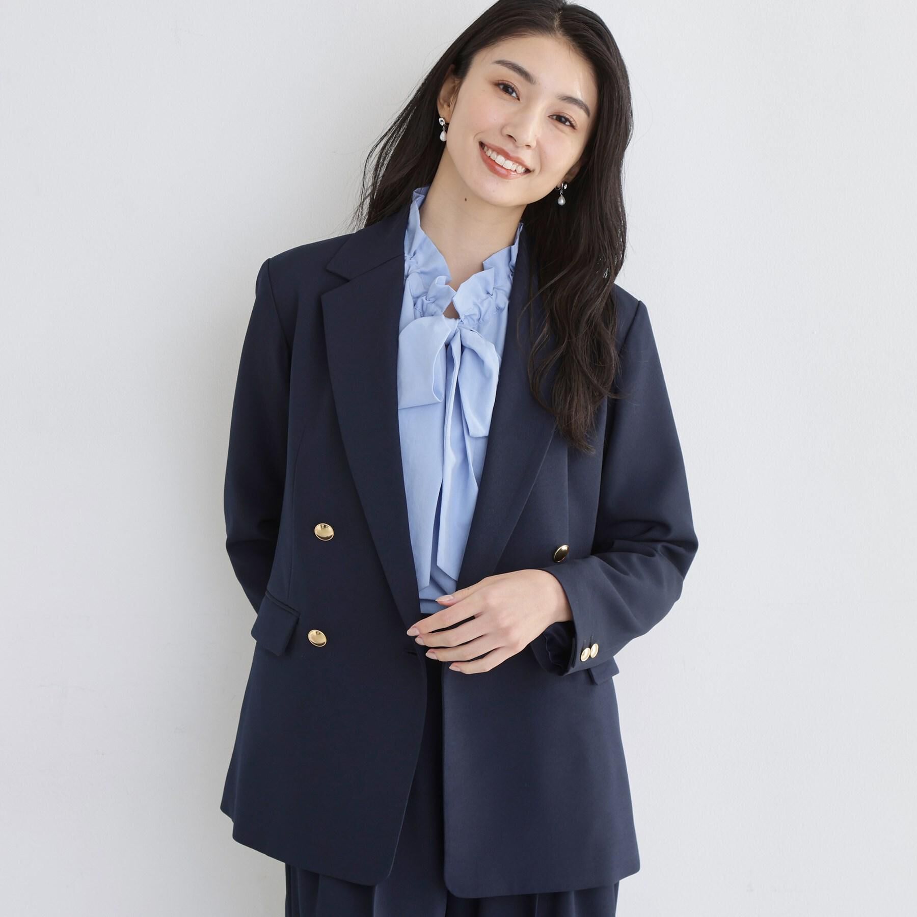 THE SHOP TK「【通勤・セレモニー】CAVIAN 金ボタンダブルブレストジャケット」|テーラードジャケット|