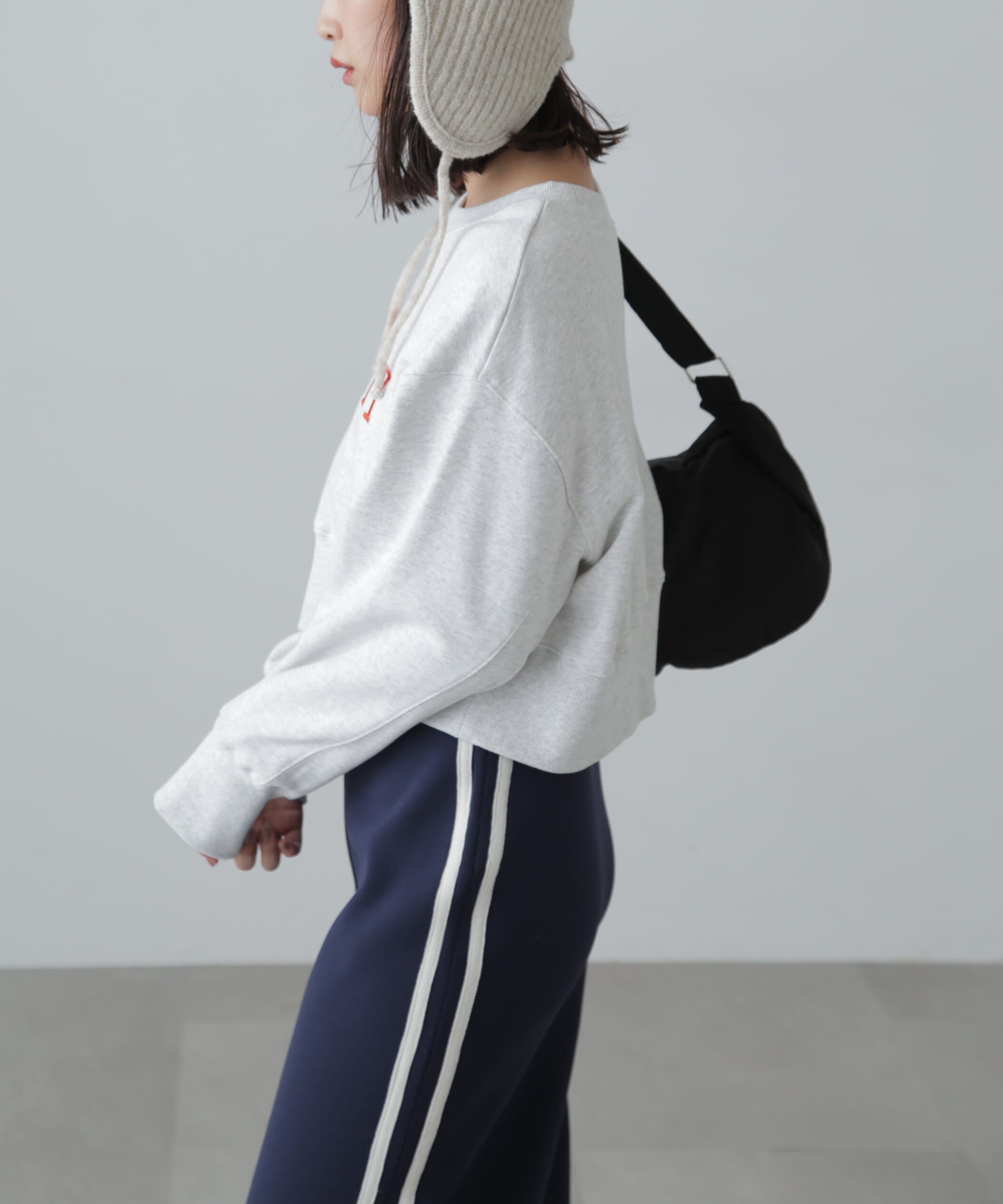  「カレッジロゴショート丈スウェット」|Tシャツ・カットソー|