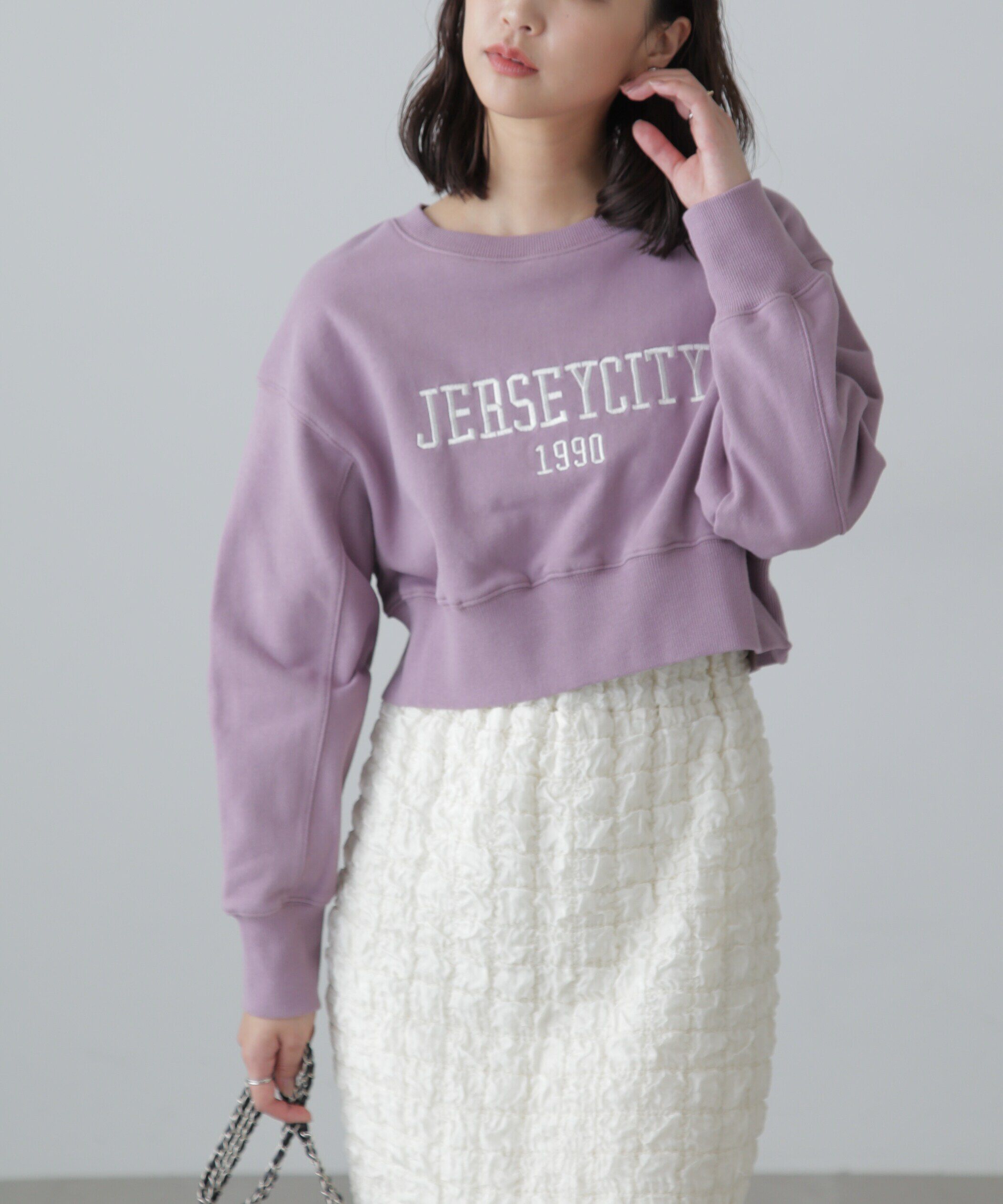  「カレッジロゴショート丈スウェット」|Tシャツ・カットソー|パープル