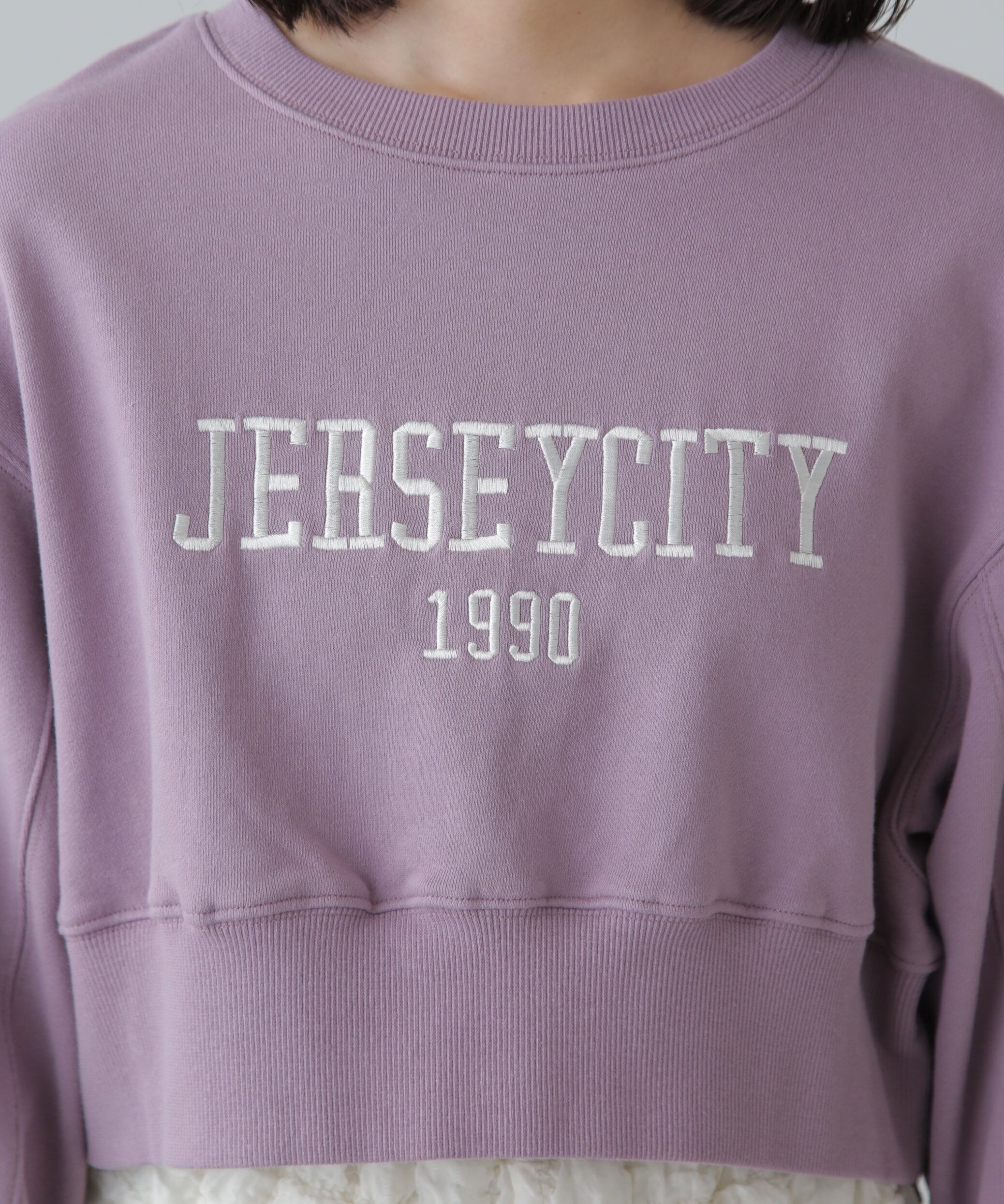  「カレッジロゴショート丈スウェット」|Tシャツ・カットソー|