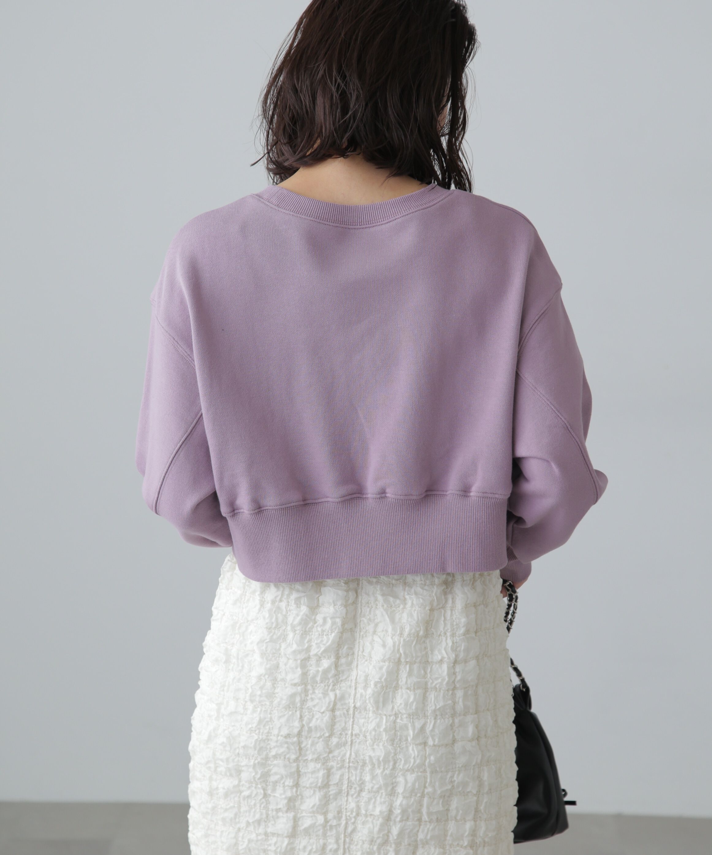  「カレッジロゴショート丈スウェット」|Tシャツ・カットソー|