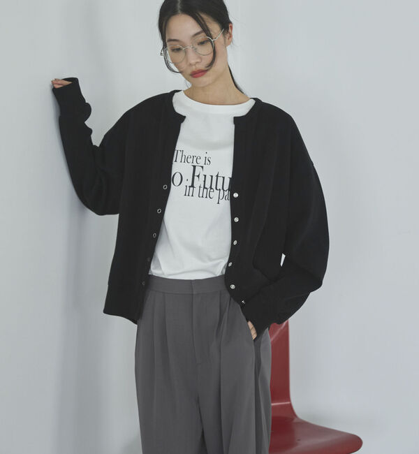 Doux archives「ダブルフェイスカットスナップカーディガン」|Tシャツ・カットソー|BLACK