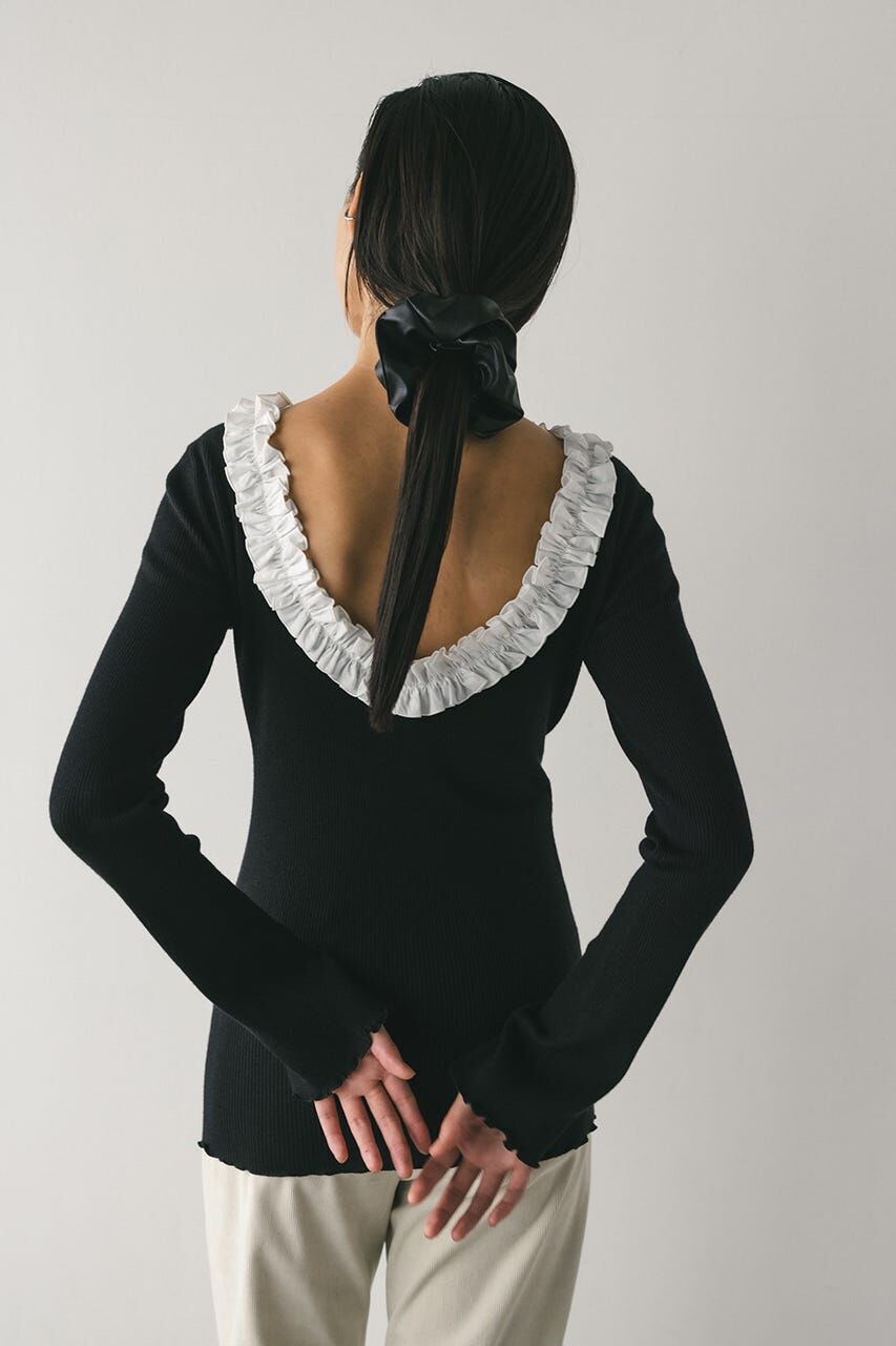 STYLEMIXER「バックオープンフリルニットトップ」|ニット・セーター|