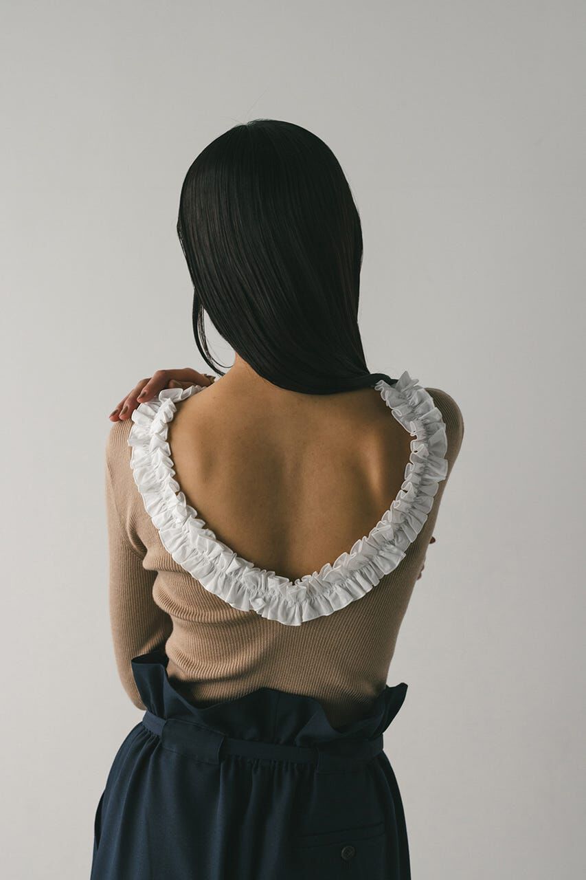 STYLEMIXER「バックオープンフリルニットトップ」|ニット・セーター|