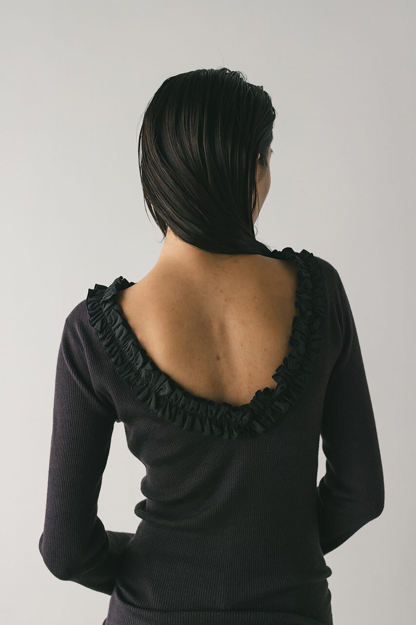 STYLEMIXER「バックオープンフリルニットトップ」|ニット・セーター|