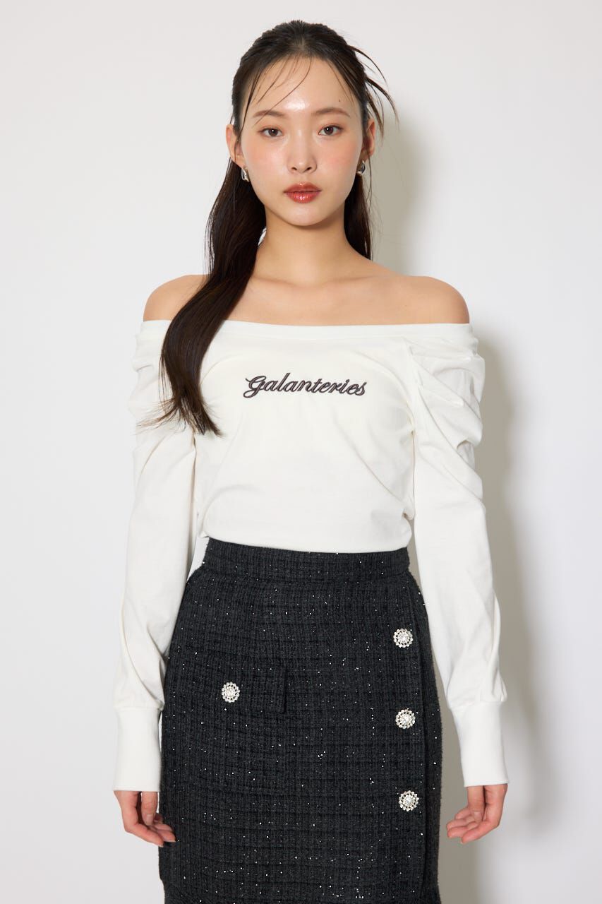 rienda「オフショルカットロングTシャツ」|Tシャツ・カットソー|