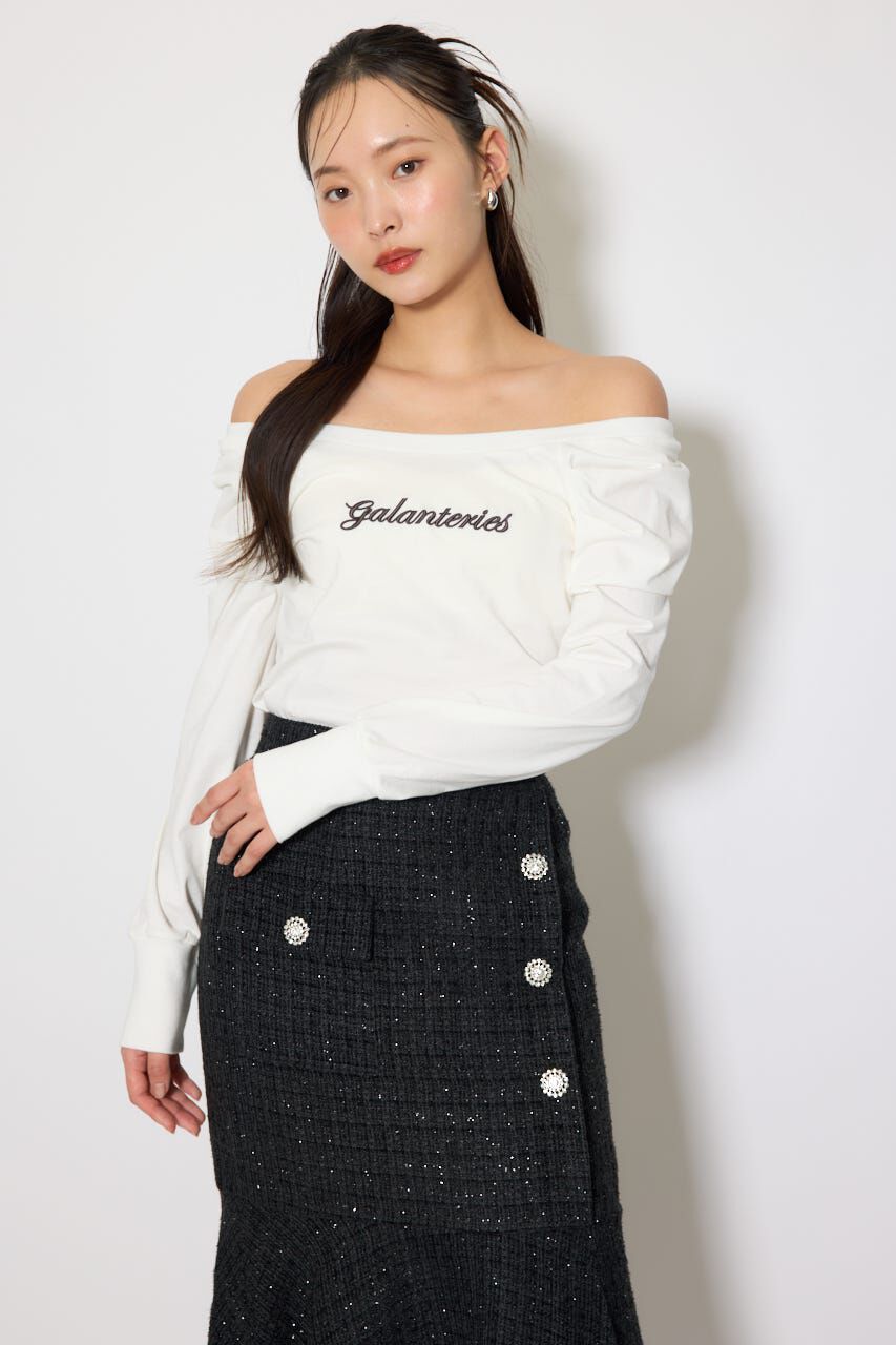 rienda「オフショルカットロングTシャツ」|Tシャツ・カットソー|