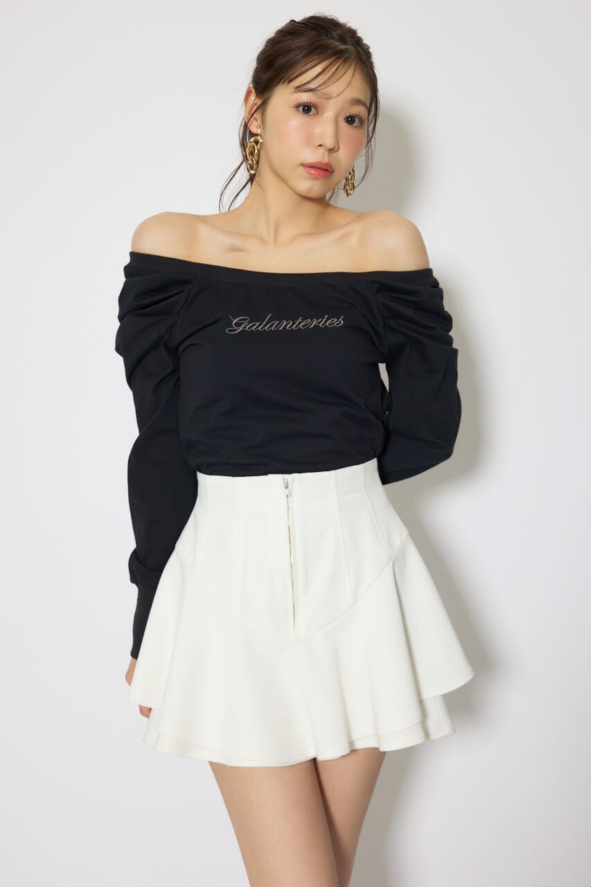 rienda「オフショルカットロングTシャツ」|Tシャツ・カットソー|BLK