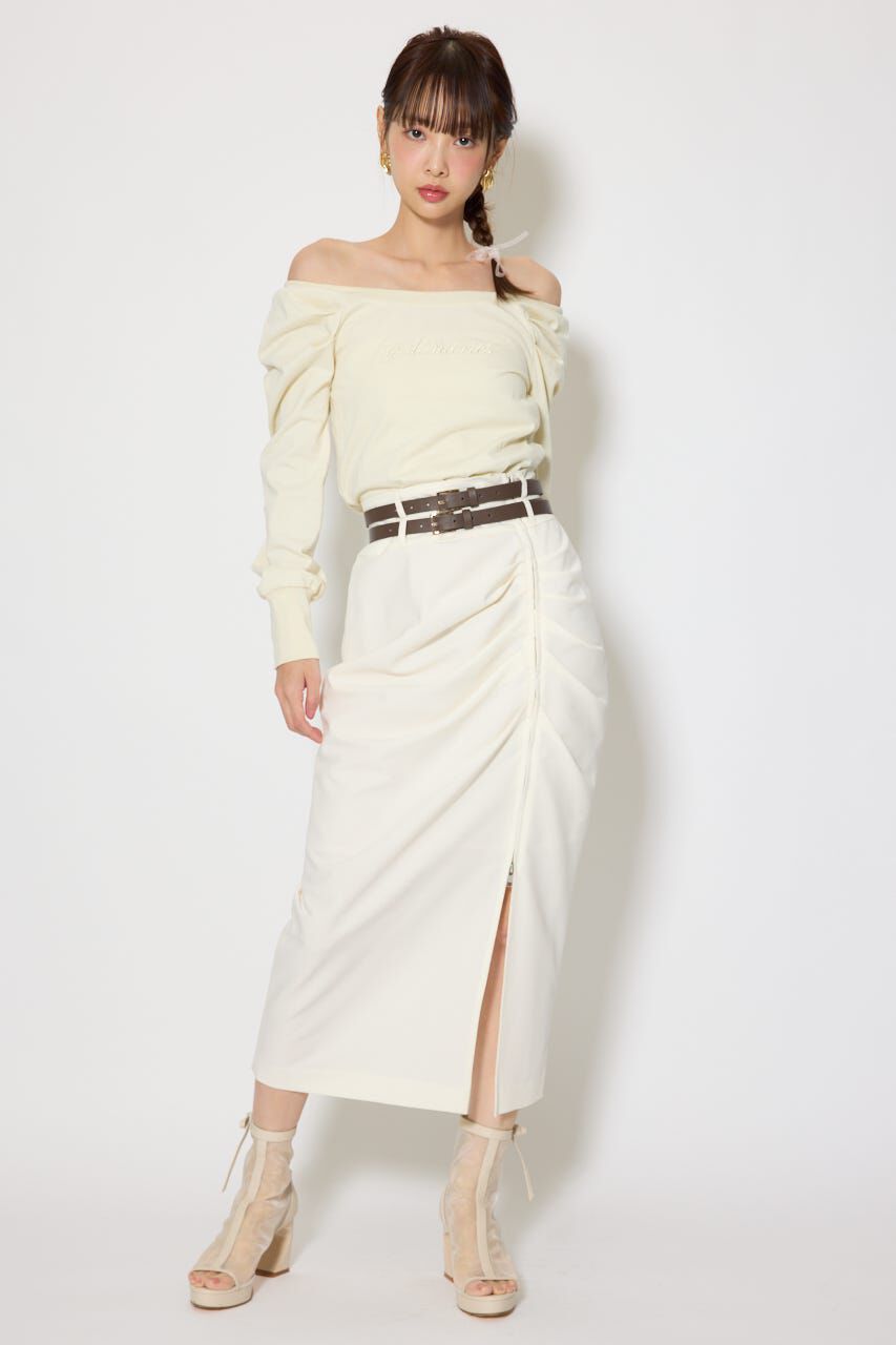 rienda「オフショルカットロングTシャツ」|Tシャツ・カットソー|