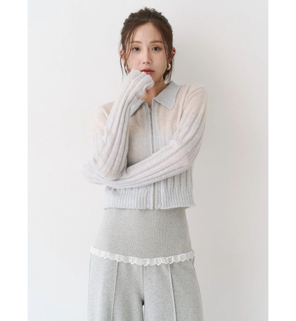 CALNAMUR「フロントジップバイカラーニット」|ニット・セーター|