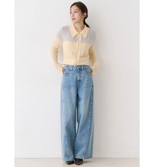 CALNAMUR「フロントジップバイカラーニット」|ニット・セーター|