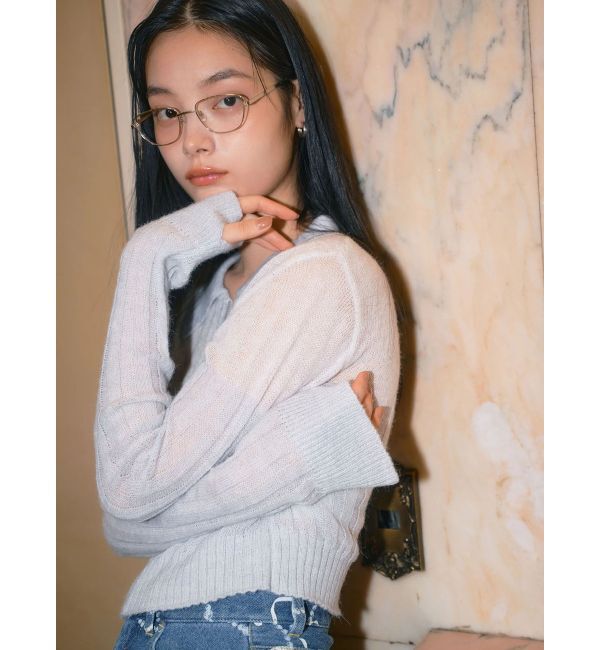 CALNAMUR「フロントジップバイカラーニット」|ニット・セーター|