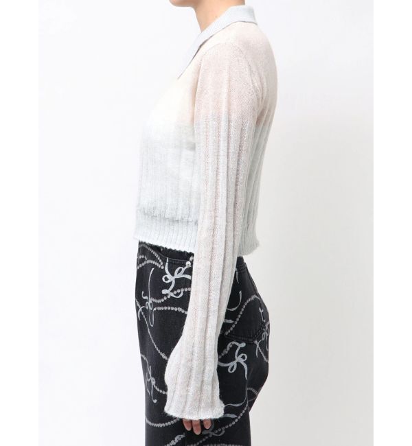 CALNAMUR「フロントジップバイカラーニット」|ニット・セーター|