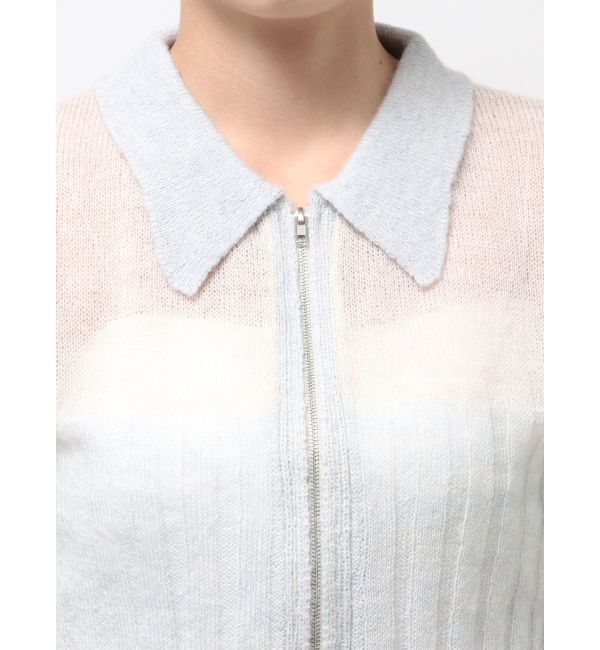 CALNAMUR「フロントジップバイカラーニット」|ニット・セーター|