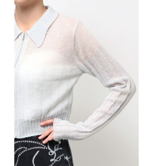 CALNAMUR「フロントジップバイカラーニット」|ニット・セーター|