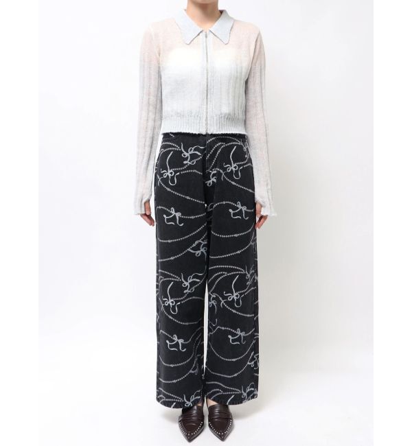 CALNAMUR「フロントジップバイカラーニット」|ニット・セーター|