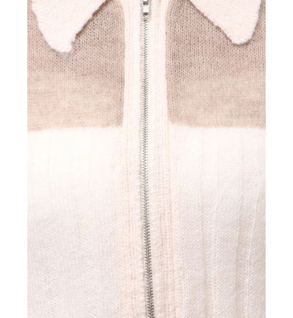 CALNAMUR「フロントジップバイカラーニット」|ニット・セーター|