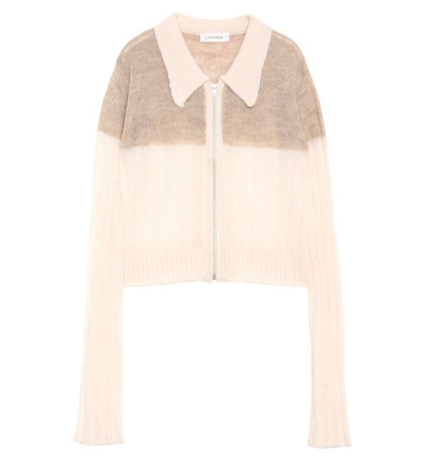 CALNAMUR「フロントジップバイカラーニット」|ニット・セーター|