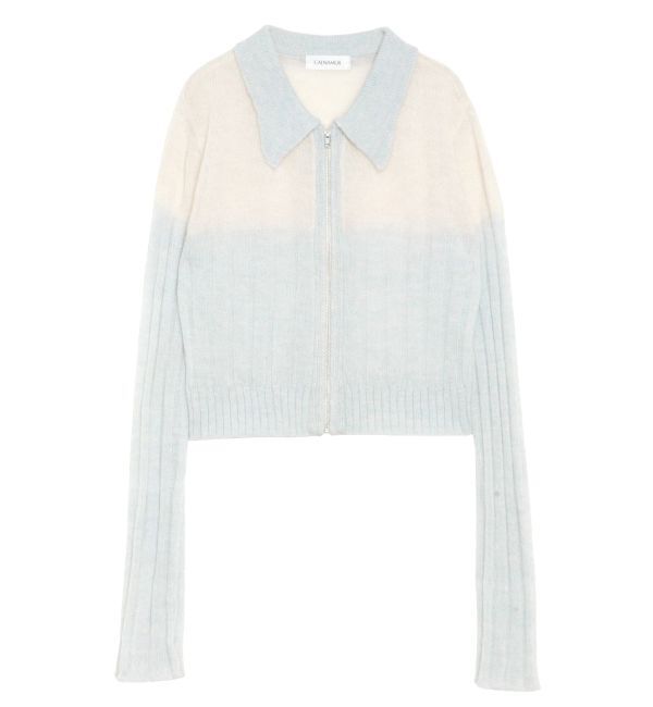 CALNAMUR「フロントジップバイカラーニット」|ニット・セーター|