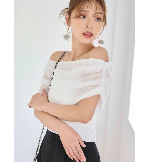 MERCURYDUO「ドレープオフショルコンパクトニット」|ニット・セーター|