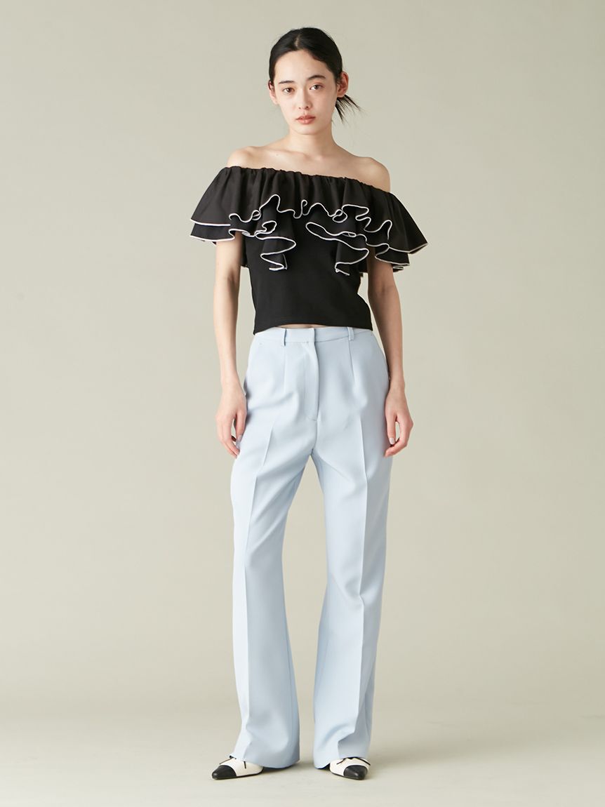 LILY BROWN「デコルテフリルカットトップス」|Tシャツ・カットソー|