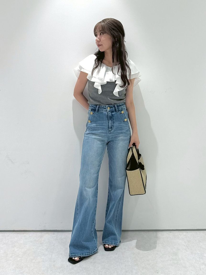 LILY BROWN「デコルテフリルカットトップス」|Tシャツ・カットソー|