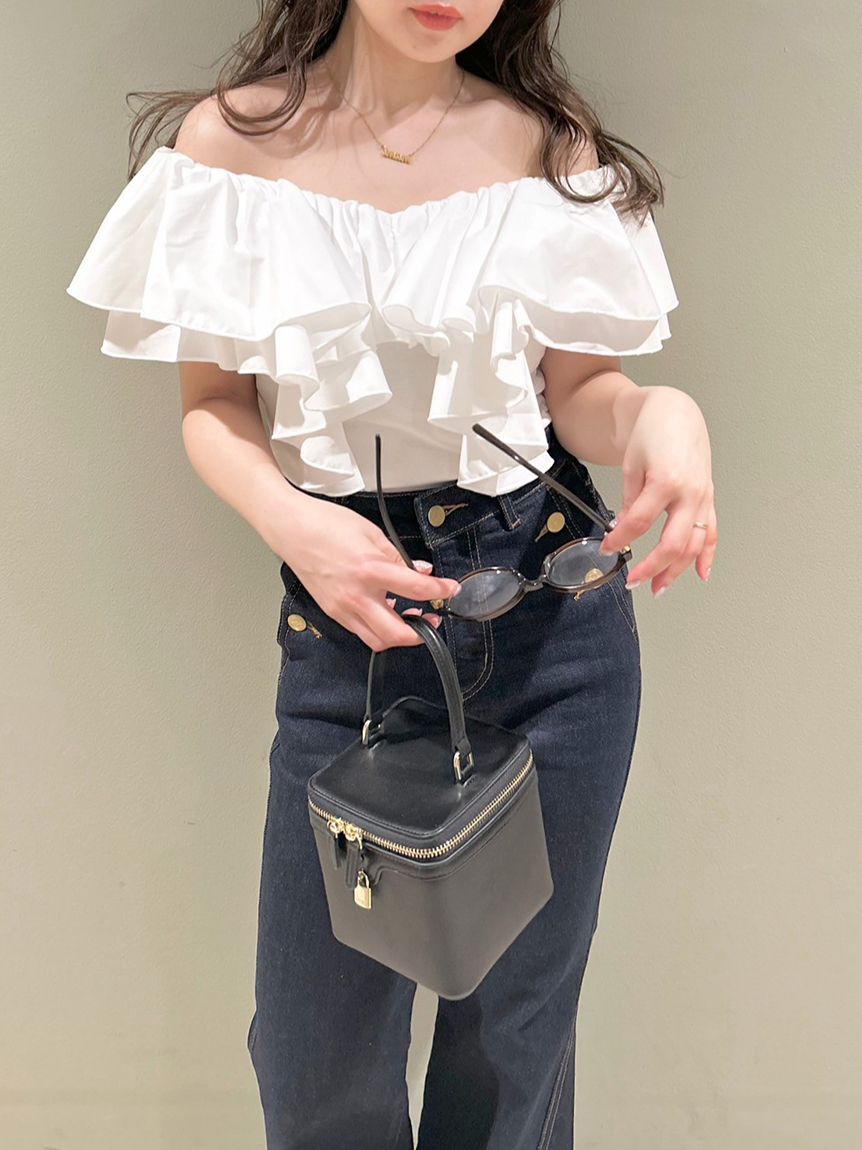 LILY BROWN「デコルテフリルカットトップス」|Tシャツ・カットソー|