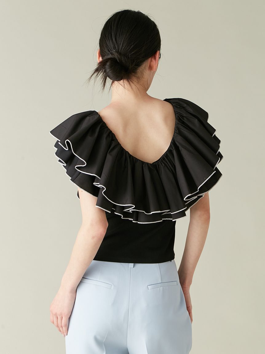 LILY BROWN「デコルテフリルカットトップス」|Tシャツ・カットソー|