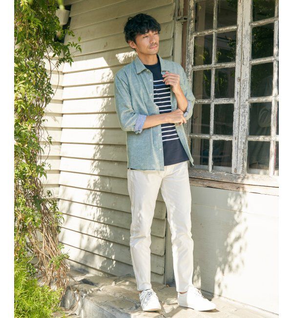 ikka「【吸水速乾】7分袖イージーケアリネン無地シャツ」|シャツ・ブラウス|