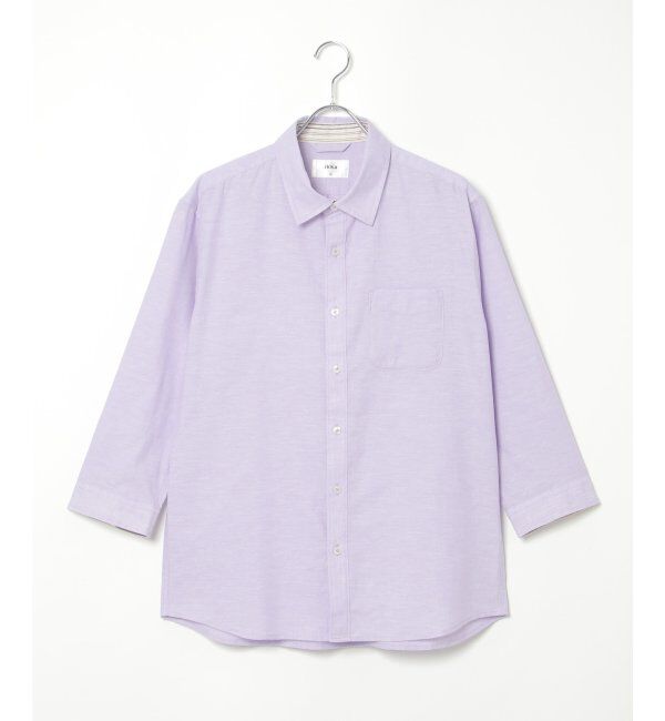 ikka「【吸水速乾】7分袖イージーケアリネン無地シャツ」|シャツ・ブラウス|