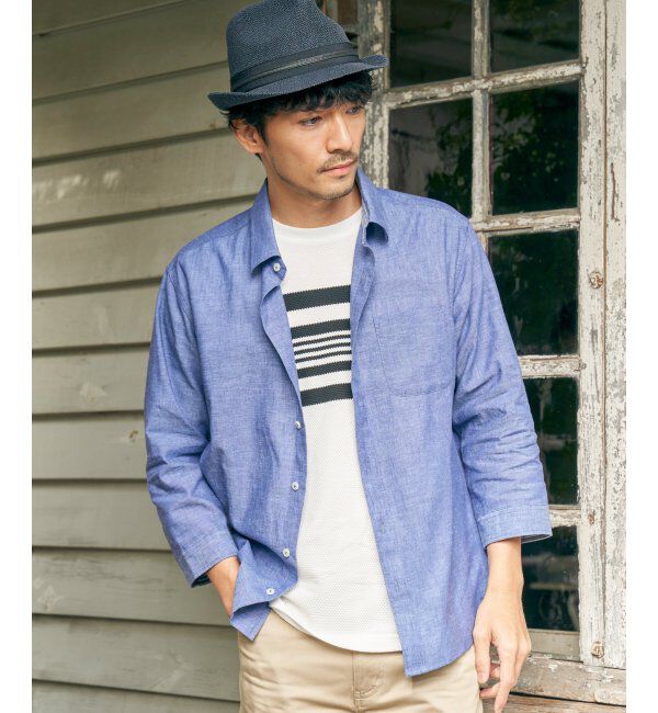 ikka「【吸水速乾】7分袖イージーケアリネン無地シャツ」|シャツ・ブラウス|