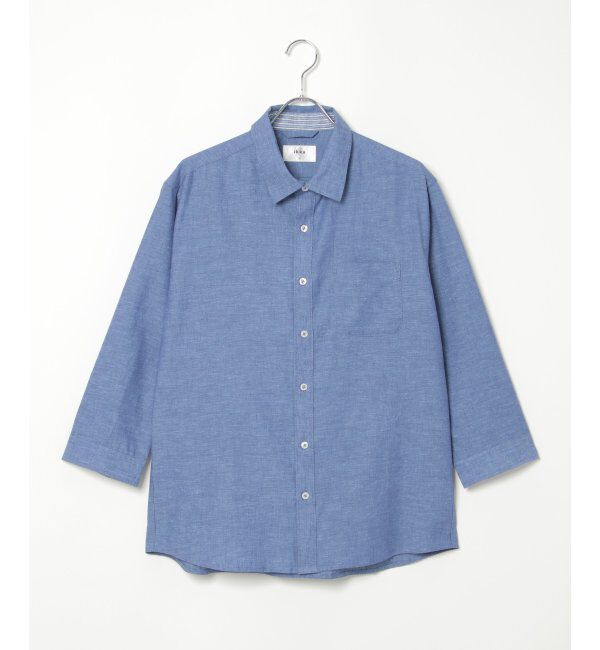 ikka「【吸水速乾】7分袖イージーケアリネン無地シャツ」|シャツ・ブラウス|