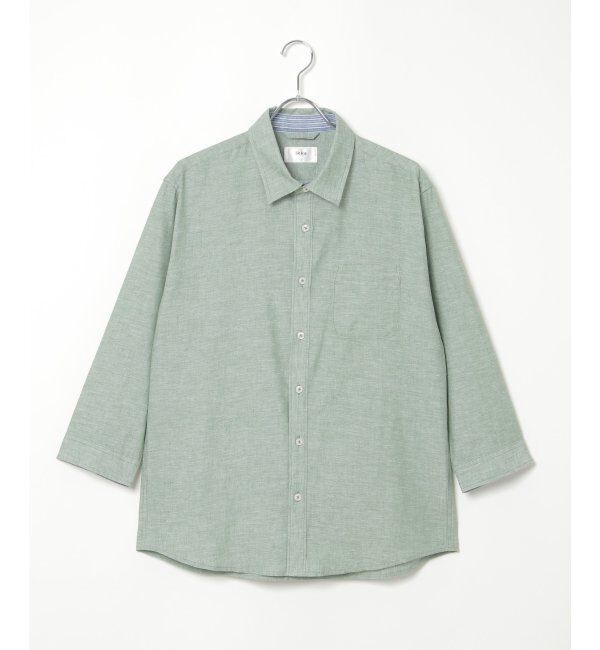ikka「【吸水速乾】7分袖イージーケアリネン無地シャツ」|シャツ・ブラウス|