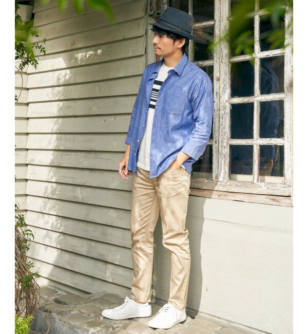 ikka「【吸水速乾】7分袖イージーケアリネン無地シャツ」|シャツ・ブラウス|