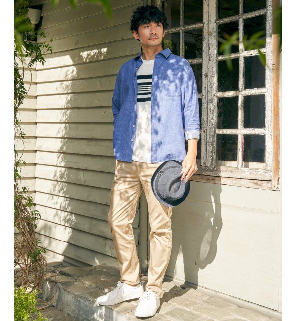 ikka「【吸水速乾】7分袖イージーケアリネン無地シャツ」|シャツ・ブラウス|