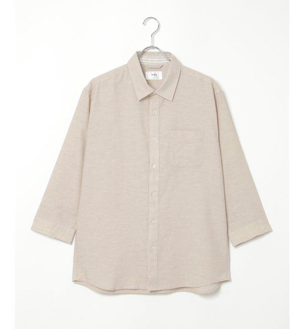 ikka「【吸水速乾】7分袖イージーケアリネン無地シャツ」|シャツ・ブラウス|