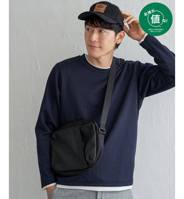 ikka「フクレジャカードクルーネックレイヤード」|パーカー|ネイビーブルー