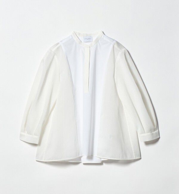 UNITED ARROWS「シアー コンビ フレア シャツ」|シャツ・ブラウス|OFF WHITE