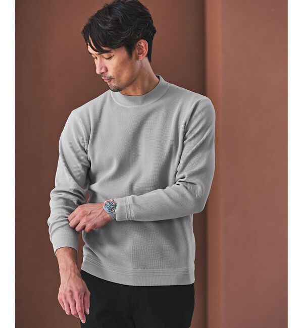 UNITED ARROWS green label relaxing「【WEB限定】JUST fit デイリー アゼ モックネック ニット」|ニット・セーター|LT.GRAY