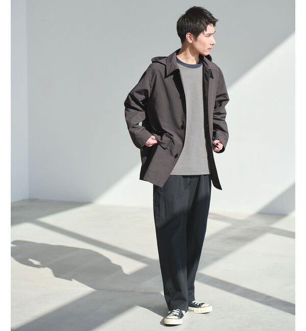 UNITED ARROWS green label relaxing「DICROS ミドル フード ステンカラー コート -撥水-」|ステンカラーコート|