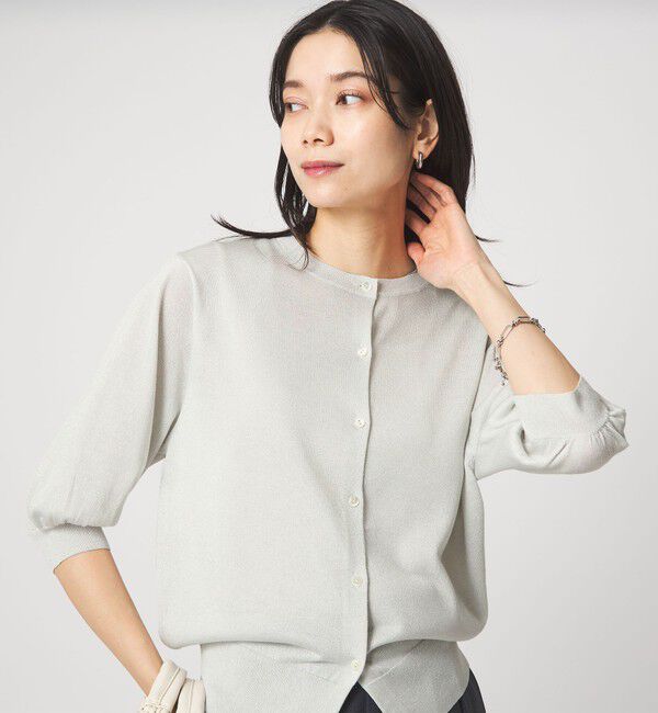 UNITED ARROWS green label relaxing「ラメ フォルム ハーフスリーブ ニット カーディガン ウォッシャブル」|カーディガン|