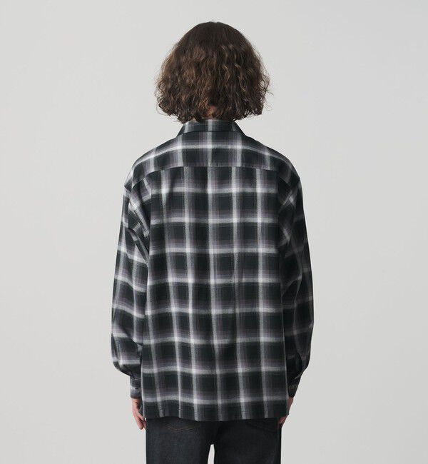 MONKEY TIME「コットン レーヨン オンブレ チェック オープンカラー シャツ」|シャツ・ブラウス|