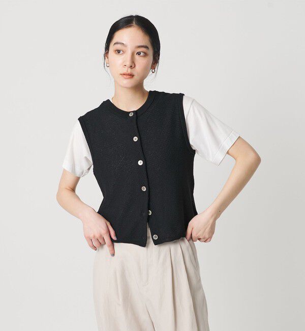BEAUTY&YOUTH UNITED ARROWS「コットンポリエステル ジャガード 2WAYニットベスト  ウォッシャブル」|ベスト・ジレ|BLACK