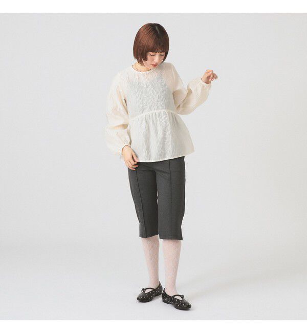 Ray BEAMS 「ジャガード ギャザー キリカエ クルーネック」|シャツ・ブラウス|