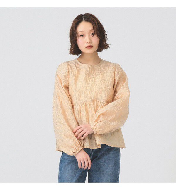Ray BEAMS 「ジャガード ギャザー キリカエ クルーネック」|シャツ・ブラウス|YELLOW
