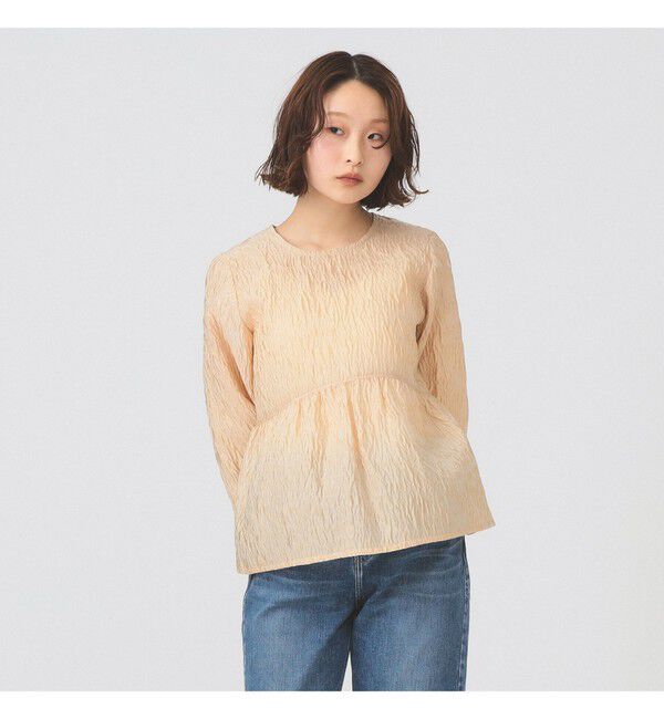 Ray BEAMS 「ジャガード ギャザー キリカエ クルーネック」|シャツ・ブラウス|