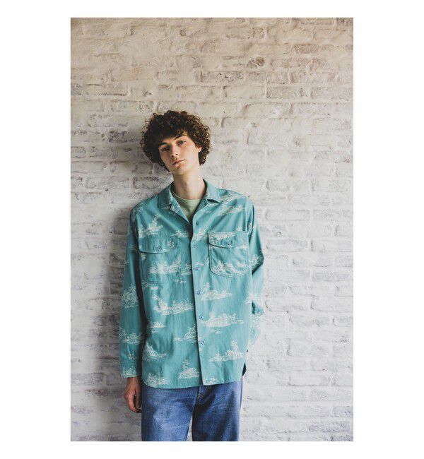 BEAMS PLUS「WORK Classic-fit Denim Discharge Jouy Print」|シャツ・ブラウス|