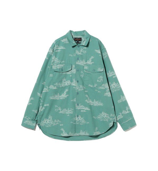 BEAMS PLUS「WORK Classic-fit Denim Discharge Jouy Print」|シャツ・ブラウス|