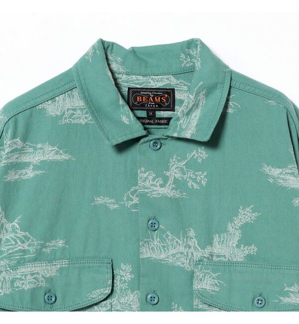 BEAMS PLUS「WORK Classic-fit Denim Discharge Jouy Print」|シャツ・ブラウス|