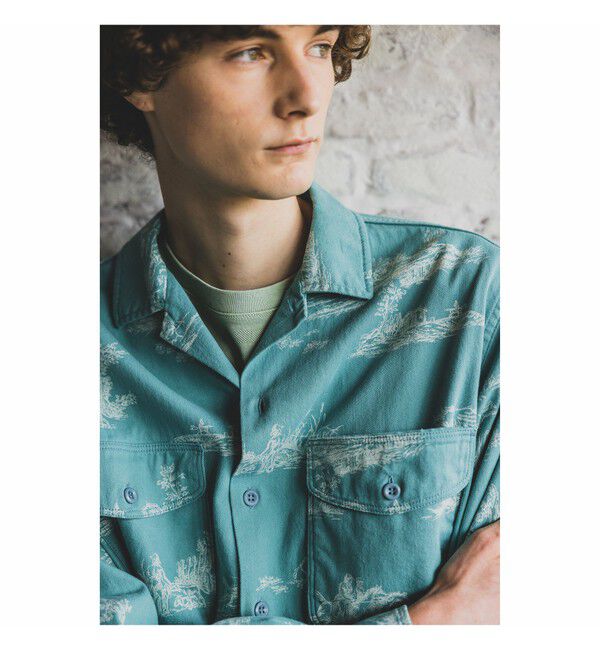 BEAMS PLUS「WORK Classic-fit Denim Discharge Jouy Print」|シャツ・ブラウス|